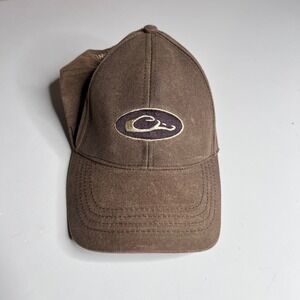 Drake Waterfowl Mens Brown Adjustable Waxed Canvas Style Logo Ball‎ Cap Hat